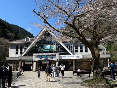 高尾山の入り口でケーブルカー乗り場がある建物